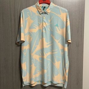 Adidas Vibes Print Polo - Palm Leaf Mesh - Size XL